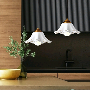 엔틱 도자기 식탁/천정 2구 조명 갓