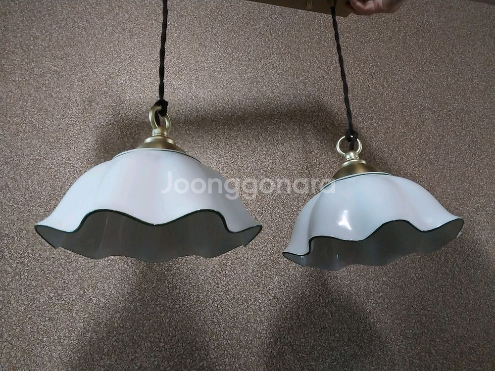 엔틱 도자기 식탁/천정 2구 조명 갓--4