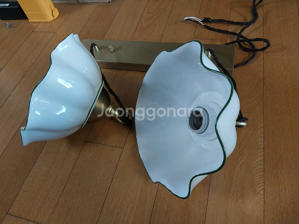 엔틱 도자기 식탁/천정 2구 조명 갓--6