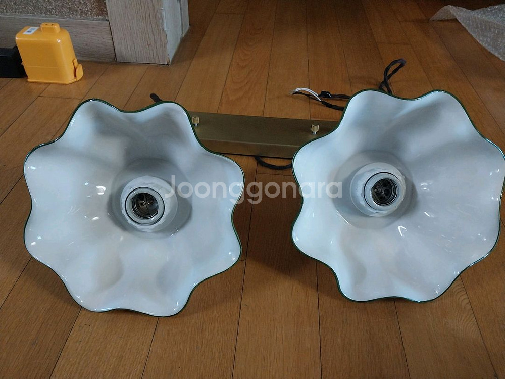 엔틱 도자기 식탁/천정 2구 조명 갓--7