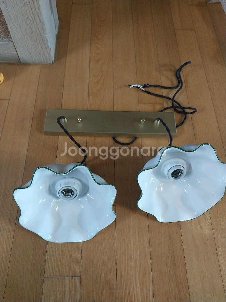 엔틱 도자기 식탁/천정 2구 조명 갓--9