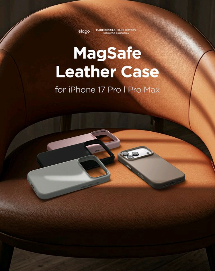 엘라고 아이폰17프로 맥세이프 가죽케이스 라이트그레이 새제품--2