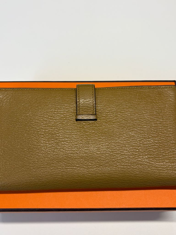 에르메스 미조레 베안 장지갑 카멜 금장--6