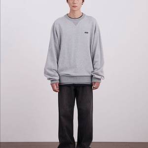 [새상품] M) 커버낫 오버핏 니트 립 맨투맨 멜란지 그레이