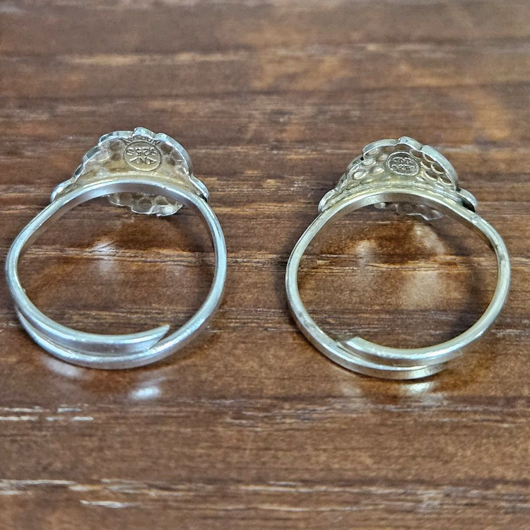 1970년대 노르웨이 빈티지 엔틱 실버 반지 세트--1