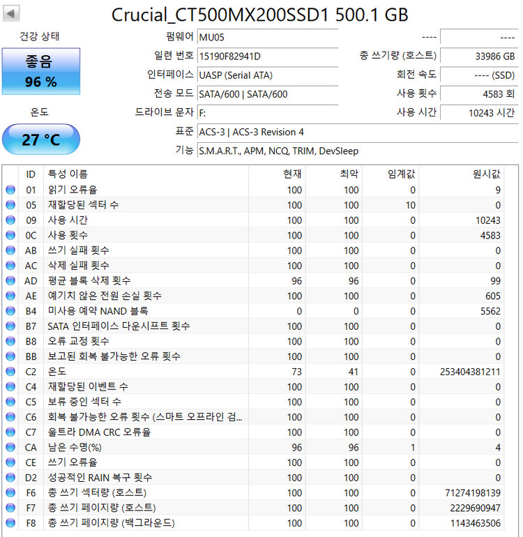 MX200 500gb sata ssd 2개--3