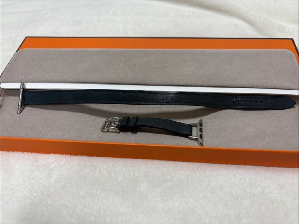 애플워치 에르메스 41mm Vert Rousseau 더블 투어 스트랩--3