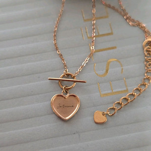 18k핑크골드 하트 토글바 데일리 목걸이