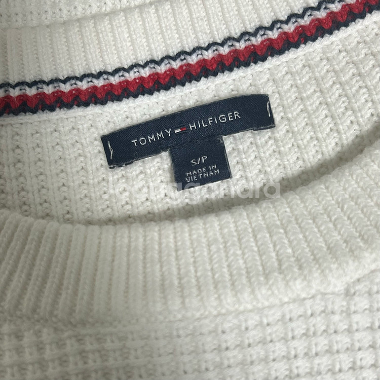 타미힐피거 빅로고 와플 플래그 니트 화이트 S--5