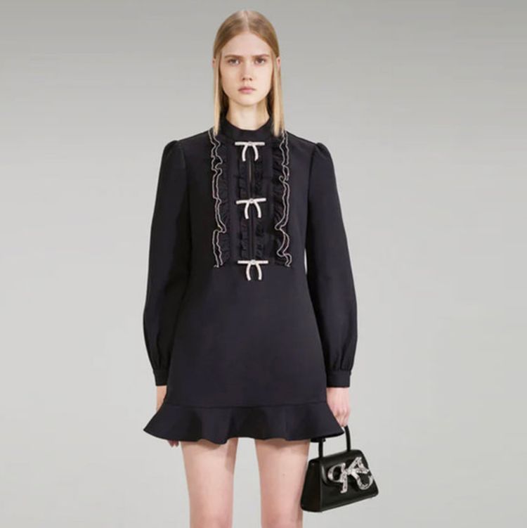 셀프포트레이트(self-portrait) 크레이프 러플 빕원피스 44-마른55--0