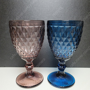 크리스탈 보스톤 고블렛잔 블루 & 딥퍼플 세트(새것)