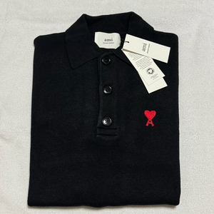 아미 긴팔 니트 셔츠 가디건 블랙 레드 하트탭 새상품 이미지