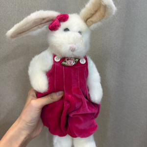 보이즈베어 토끼 인형 핑크 멜빵바지