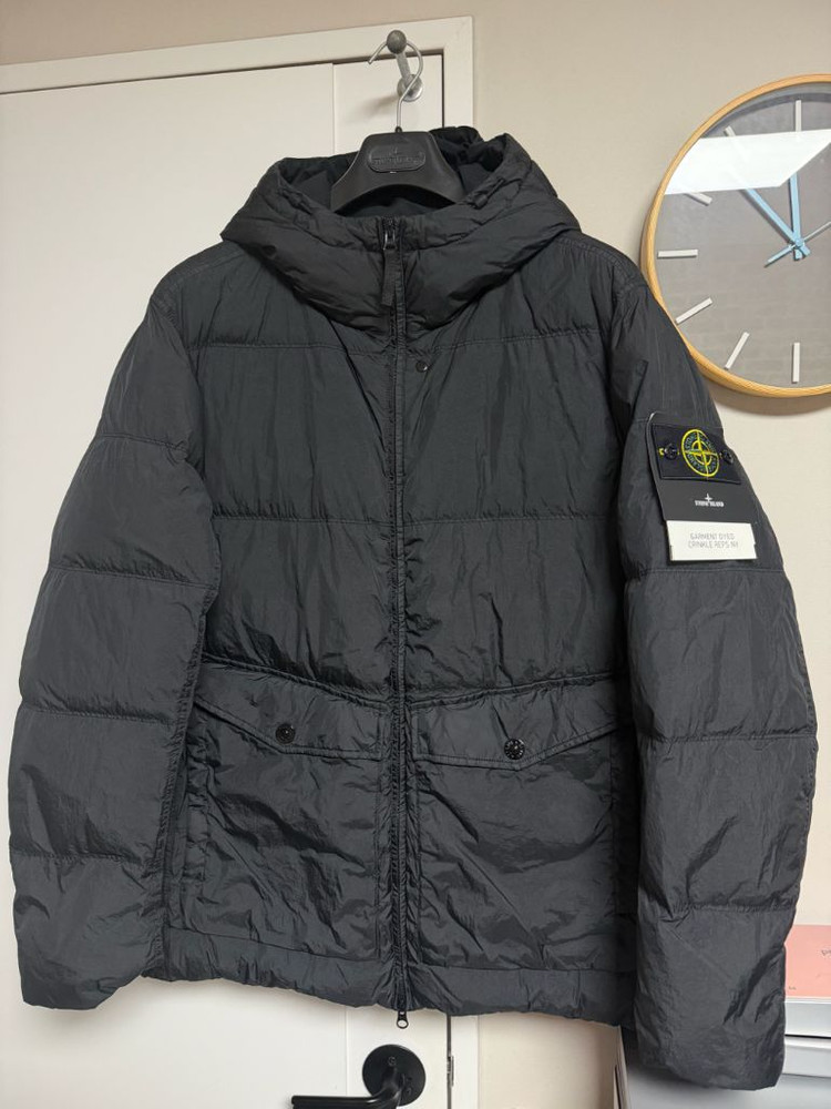 [XL] 스톤아일랜드 25FW 블랙 크링클랩스 후드 패딩--1