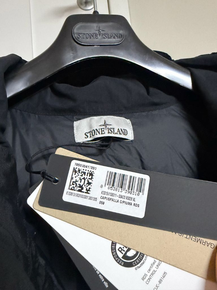 [XL] 스톤아일랜드 25FW 블랙 크링클랩스 후드 패딩--3