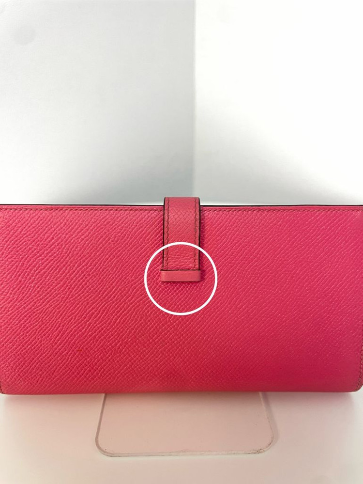 에르메스 베안 장지갑 핑크 금장--5