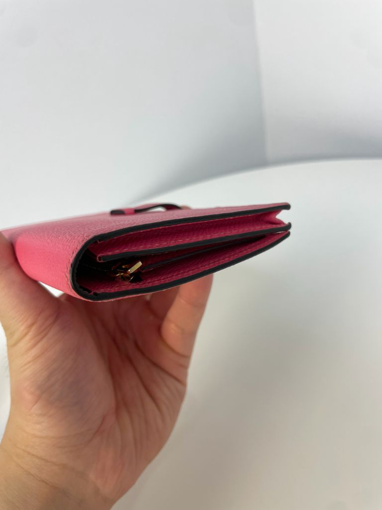 에르메스 베안 장지갑 핑크 금장--7