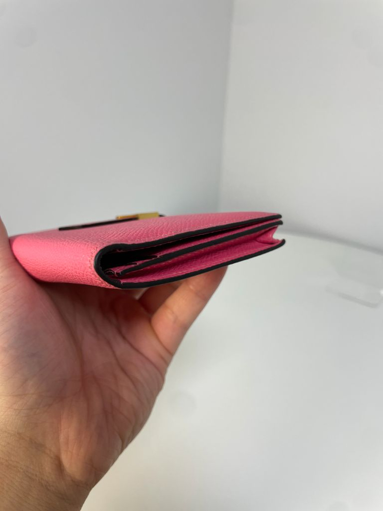 에르메스 베안 장지갑 핑크 금장--8