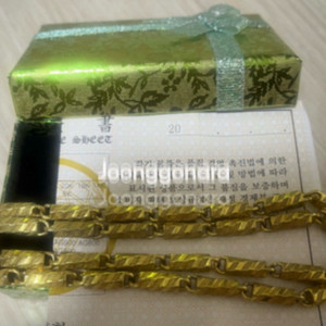 24k 사선광폭 대나무목걸이