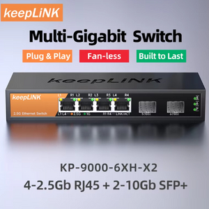 [미개봉] 킵링크 2.5G/10G 혼합형 스위칭 허브 (KP-9000-6XH-X2) 스위치