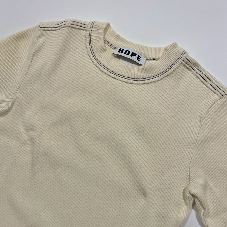 [새상품] HOPE 골지 하프슬리브 탑 5부 / 크림 F--3