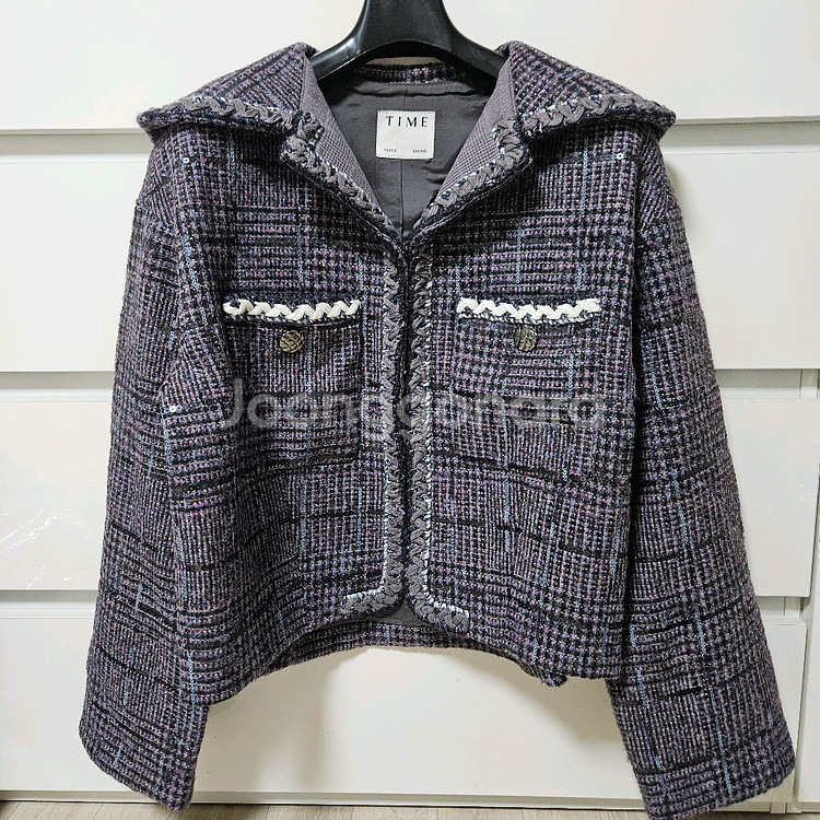 타임 세일러 칼라 체크 재킷 랑방 마인 더캐시미어--4