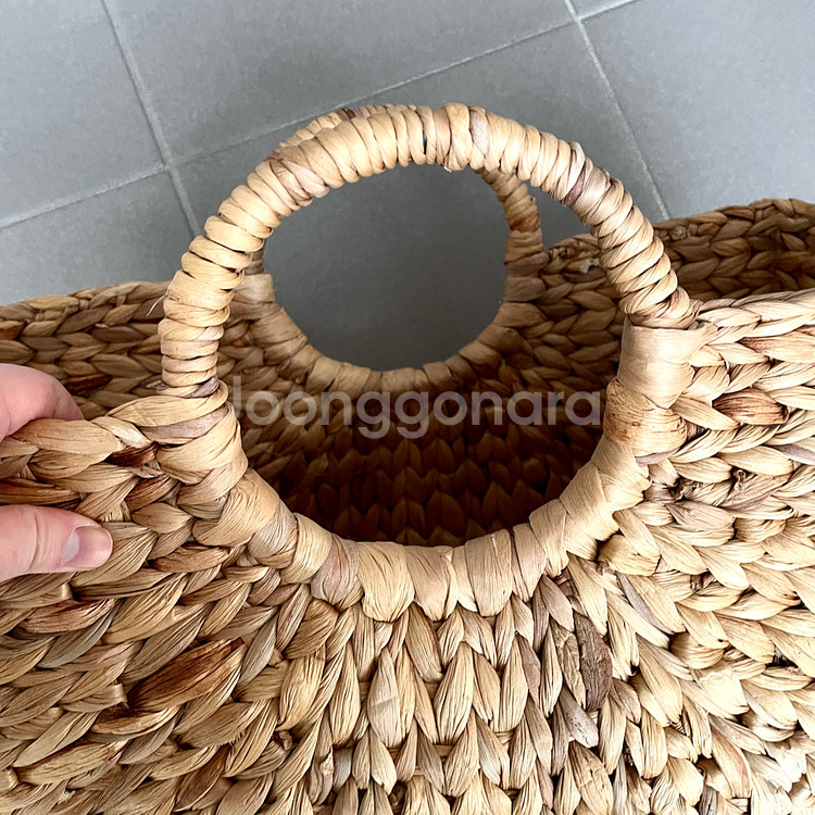 손잡이 수초 바구니, 라탄 타원 바스켓, 인테리어 소품 미사용--1