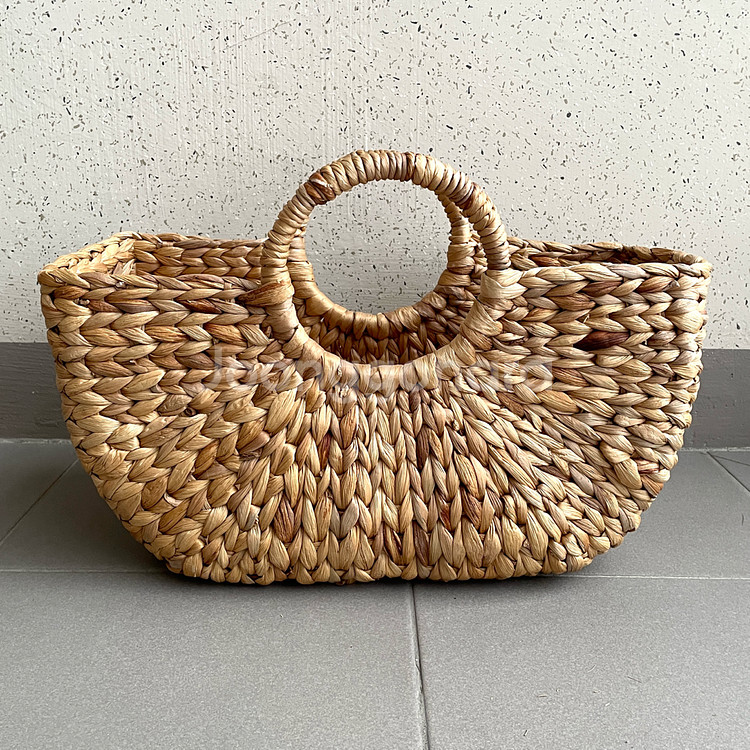 손잡이 수초 바구니, 라탄 타원 바스켓, 인테리어 소품 미사용--4