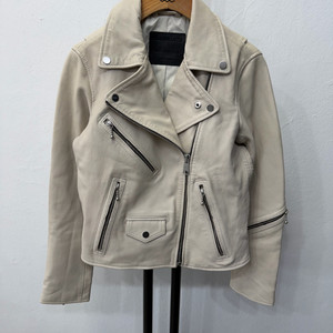 정품) 올세인츠 여성 아이보리 레더 라이더 자켓 36