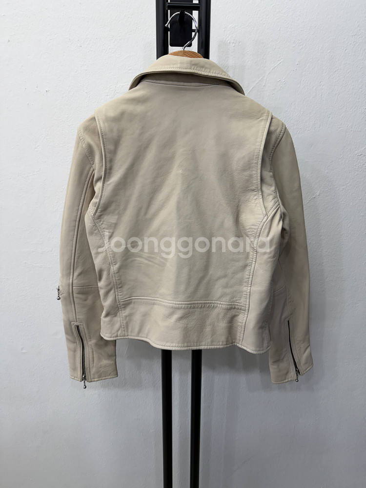 정품) 올세인츠 여성 아이보리 레더 라이더 자켓 36--4