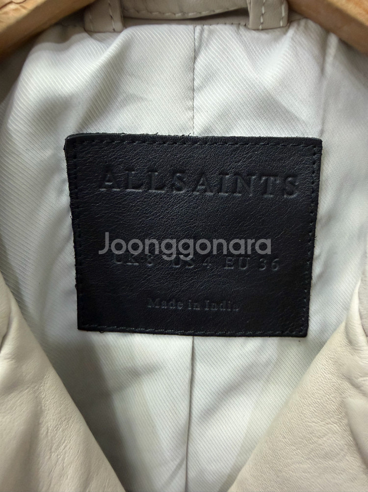 정품) 올세인츠 여성 아이보리 레더 라이더 자켓 36--6