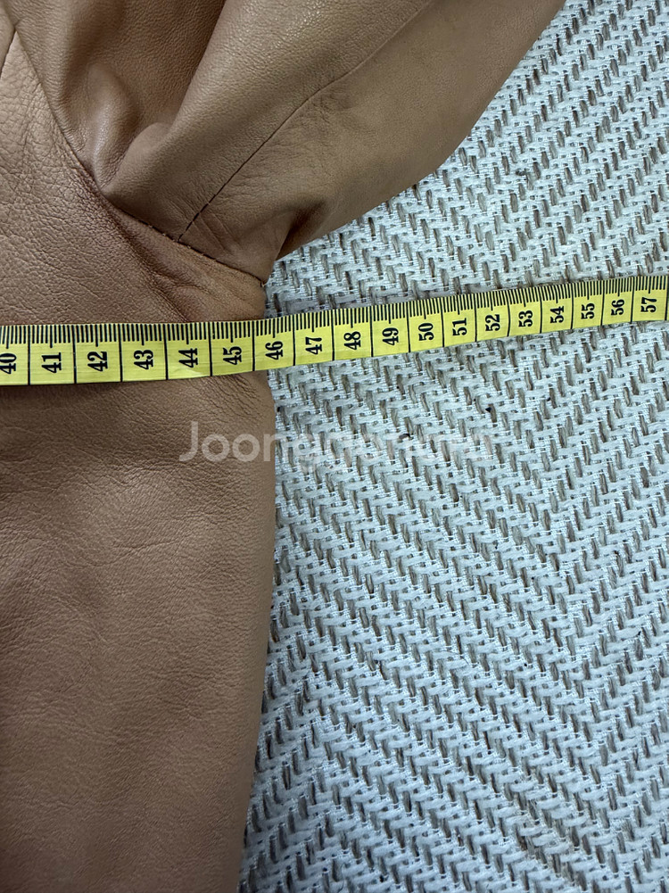 정품) 산드로 여성 브라운 레더 크롭 가죽자켓 82(55)--8