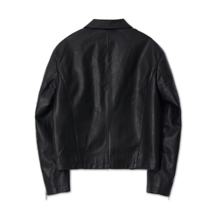 L 100 새제품) 로파이 스테디 싱글 라이더 자켓 비건레더 가죽 블랙--6