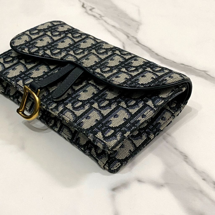 디올 새들 오블리크 자카드 벨트백 가방 파우치 블루--3