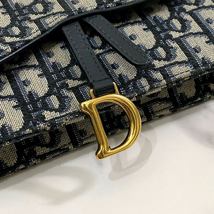 디올 새들 오블리크 자카드 벨트백 가방 파우치 블루--5