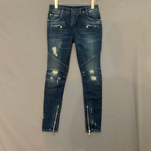 34 발망 데미지 바이커 스판 지퍼 데님 청바지 이미지