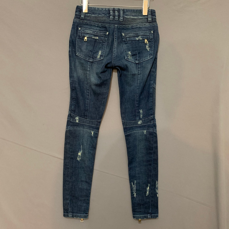 34 발망 데미지 바이커 스판 지퍼 데님 청바지 이미지
