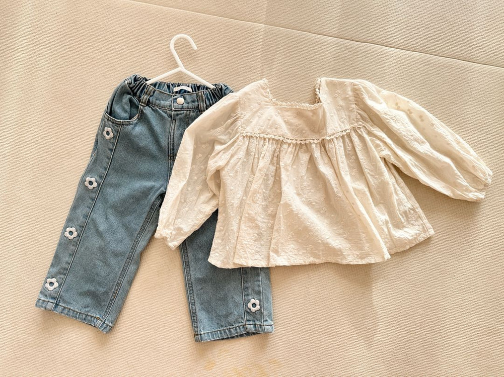 아기옷(블라우스+데님팬츠) 세트 일괄판매(100)--1