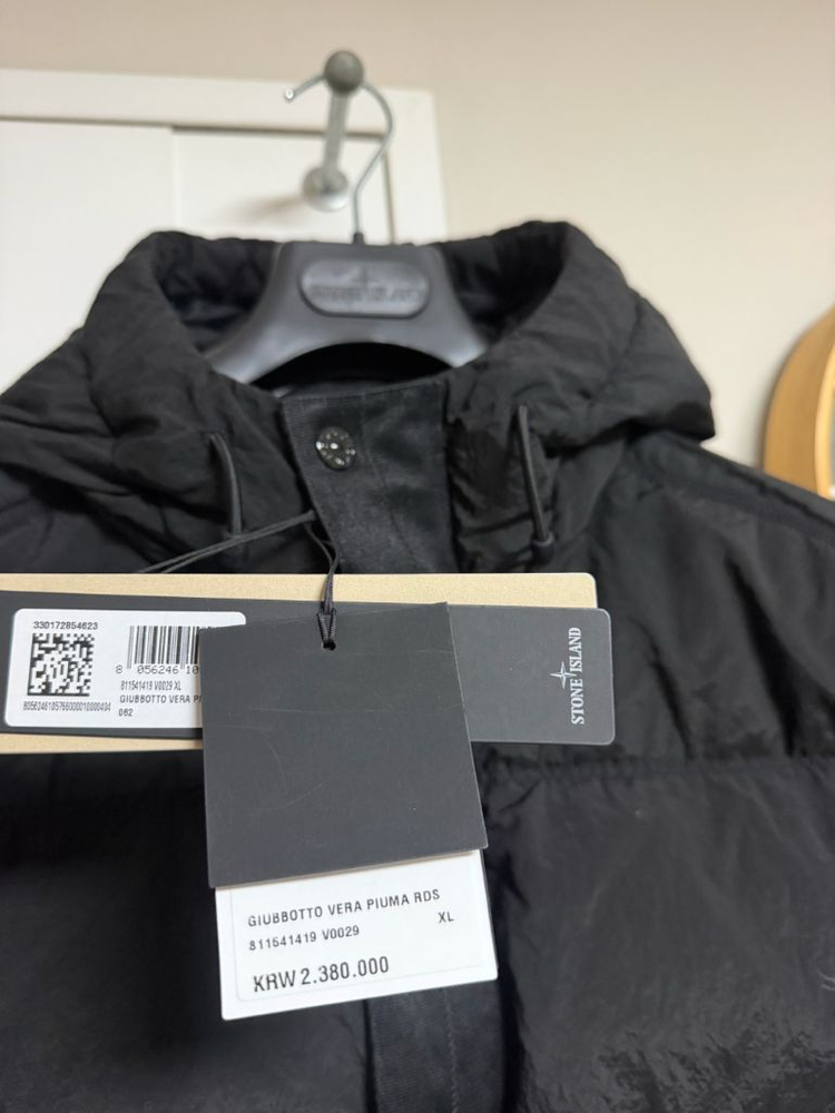 [XL] 스톤아일랜드 24FW 나일론메탈 후드 블랙 패딩 (국내매장판)--2