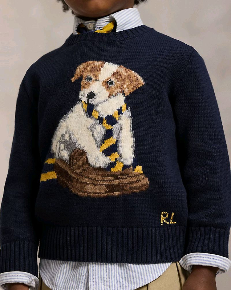 폴로 보이즈 도그 인타르시아 코튼 스웨터 새제품--2