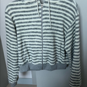 언더비 스트라이프 테리 후드집업 윈터그레이