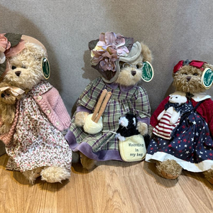 베어링턴 뜨개질 핑크 빨간 곰 테디베어 빈티지 토이 세트