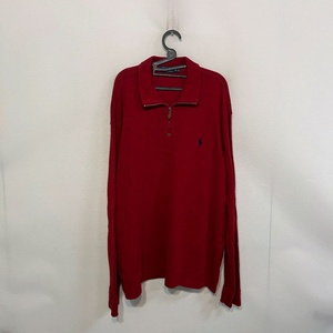 폴로 랄프로렌 레드 반집업 니트 XL