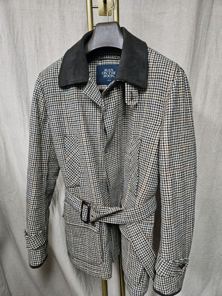 맨온더분 하운드체크 벨트 자켓48사이즈--6
