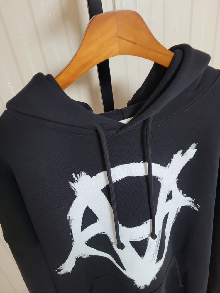 베트멍 블랙 아나키 레터링 오버핏 후드티셔츠 S 이미지