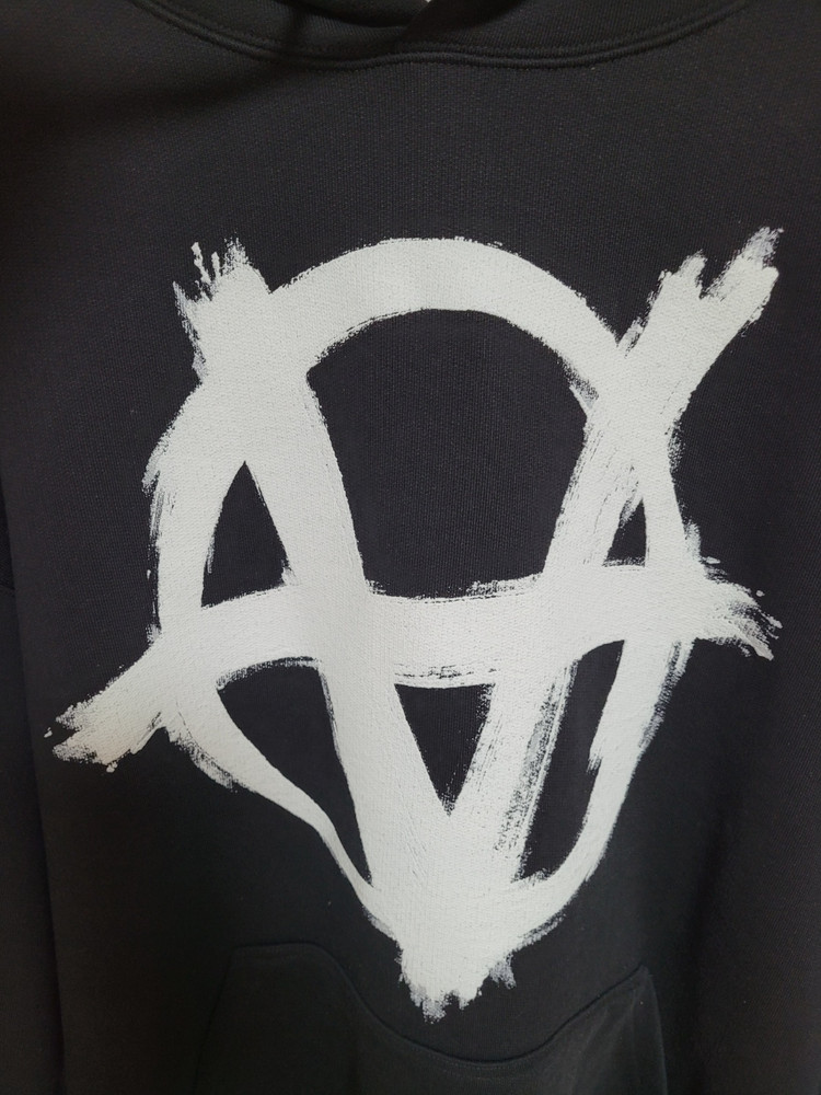 베트멍 블랙 아나키 레터링 오버핏 후드티셔츠 S 이미지