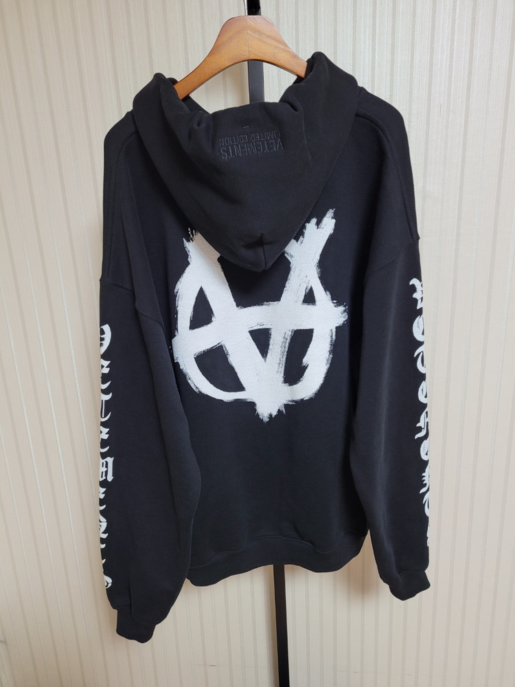 베트멍 블랙 아나키 레터링 오버핏 후드티셔츠 S 이미지
