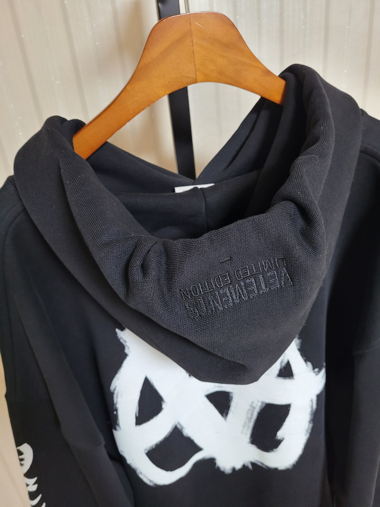 베트멍 블랙 아나키 레터링 오버핏 후드티셔츠 S 이미지