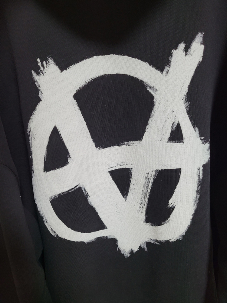 베트멍 블랙 아나키 레터링 오버핏 후드티셔츠 S 이미지