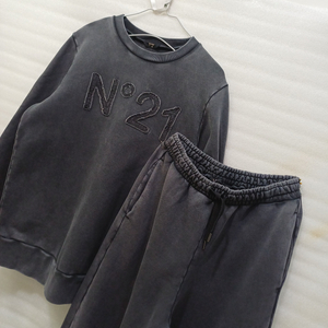 N21 맨투맨 라운드 티 + 밴딩 조거 팬츠 바지 여성 M 한벌 세트 구제매니아